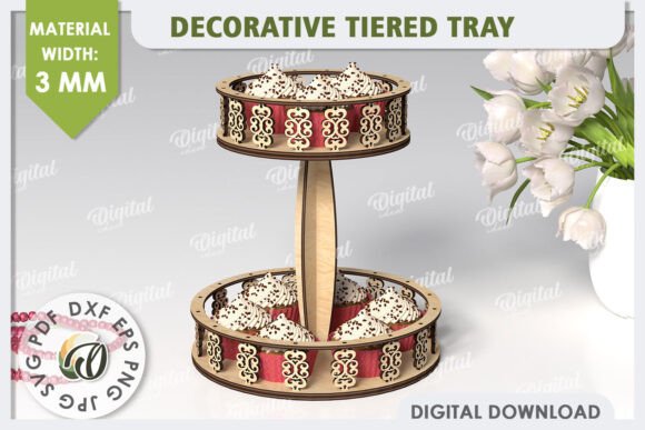 3D Decorative Tiered Tray Laser Cut Stands