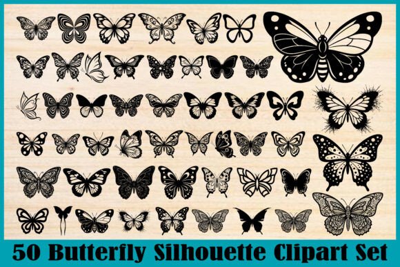50 Butterfly Silhouette Vector Graphics & Illustrations