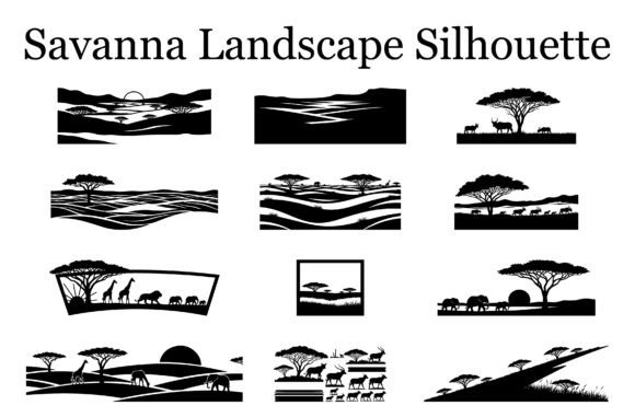 Abstract Savanna Silhouette Graphics & Illustrations