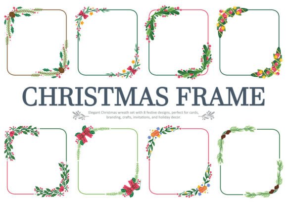 Christmas Leaf Frame Set Collection Graphics