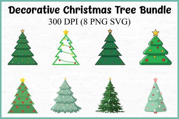 Christmas Trees Vector Clipart SVG Set: Graphics & Illustrations
