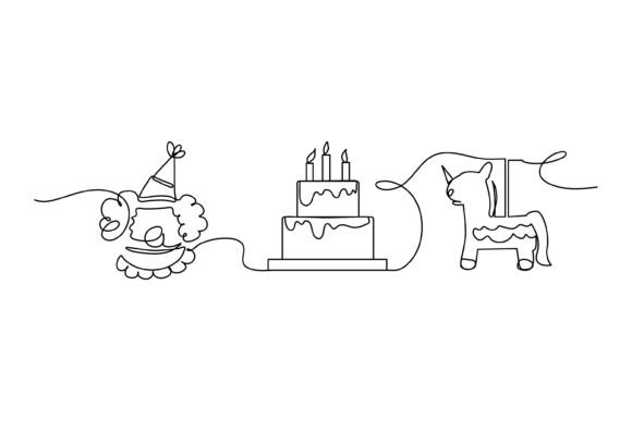 Continuous Line Birthday Graphics & Illustrations
