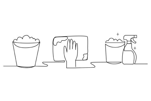 Continuous Line Design of a Bucket: Graphics & Illustrations