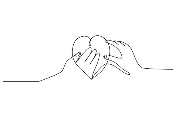 Continuous Line Hand Love Graphics & Illustrations