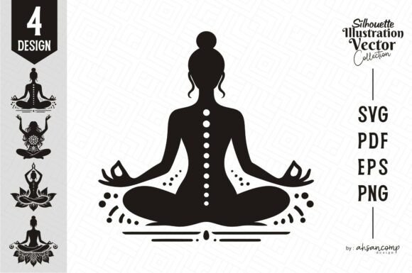 Elegant Yoga Silhouette with Lotus Graphics
