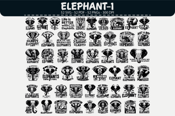 Elephant Vector Clipart: 52 Graphics & Illustrations