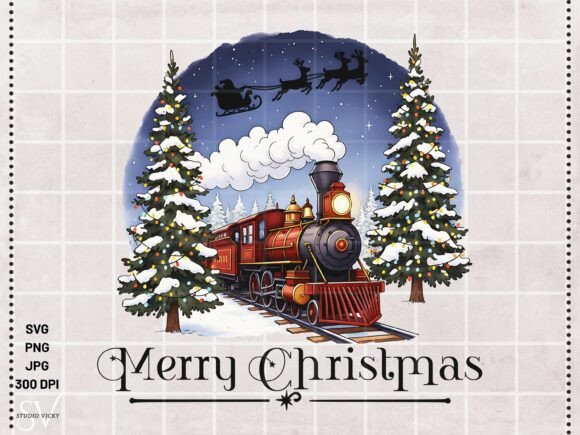 Merry Christmas Train PNG: Holiday Graphics & Illustrations
