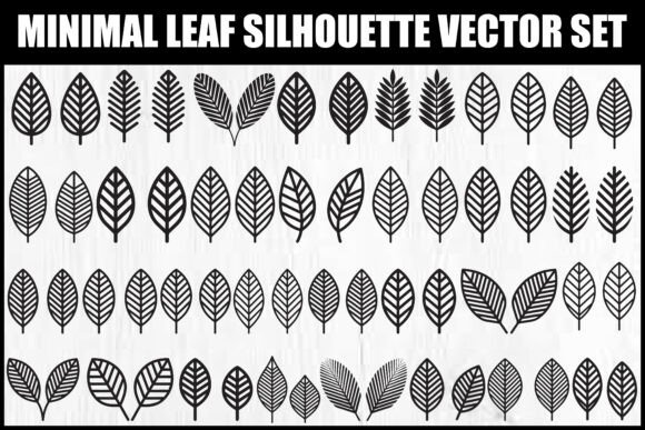 Minimal Leaf Silhouette Vector Set for Graphics and Illustrations