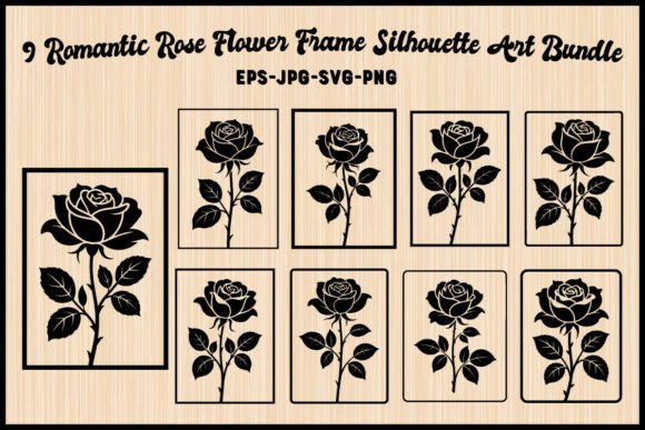 Romantic Rose Frame Silhouette: Graphics & Illustrations