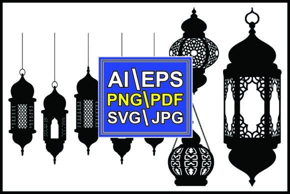Silhouette Lanterns Graphics & Illustrations