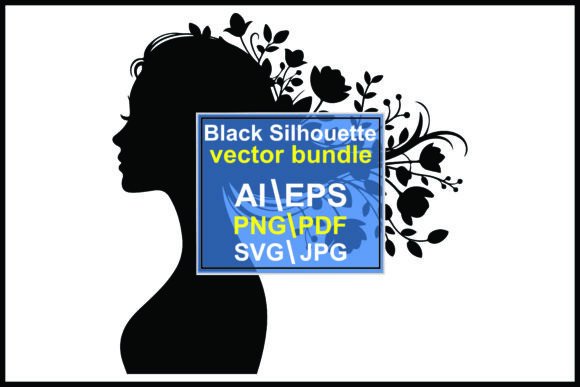 Silhouette Woman with Flower in Hair: Graphics & Illustrations