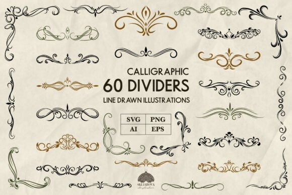 Vintage Calligraphic Dividers: Graphics and Illustrations