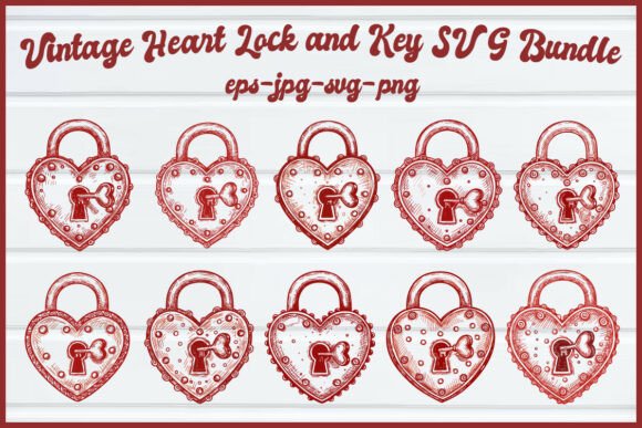 Vintage Heart Lock SVG: Graphics & Illustrations